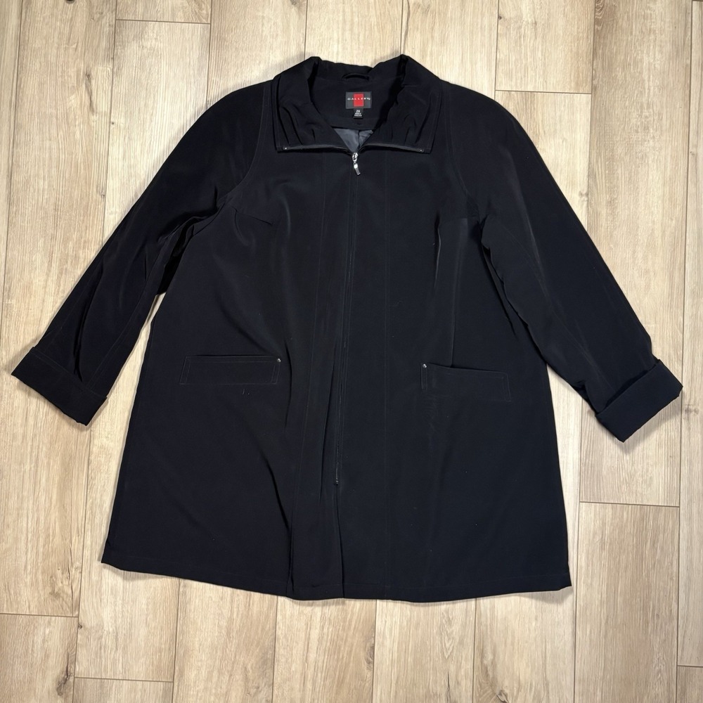 Gallery Women's Full Zip Moisture Wicking Zip Up Jacket Black Size 2X XXL